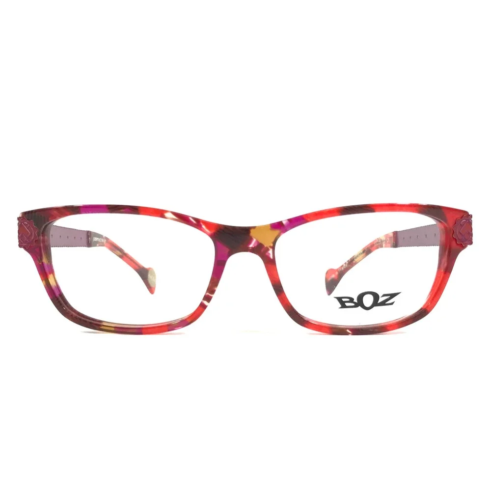 BOZ Eyeglasses Frames ZIGGY 3070 Red Purple Marble Argyle Arms 53-15-137